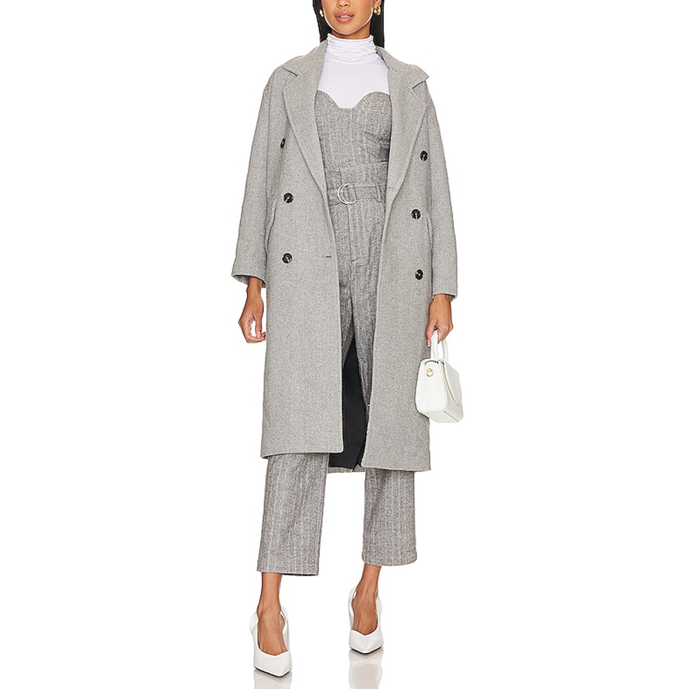 Line & Dot Classic Gray Paola Coat Size L